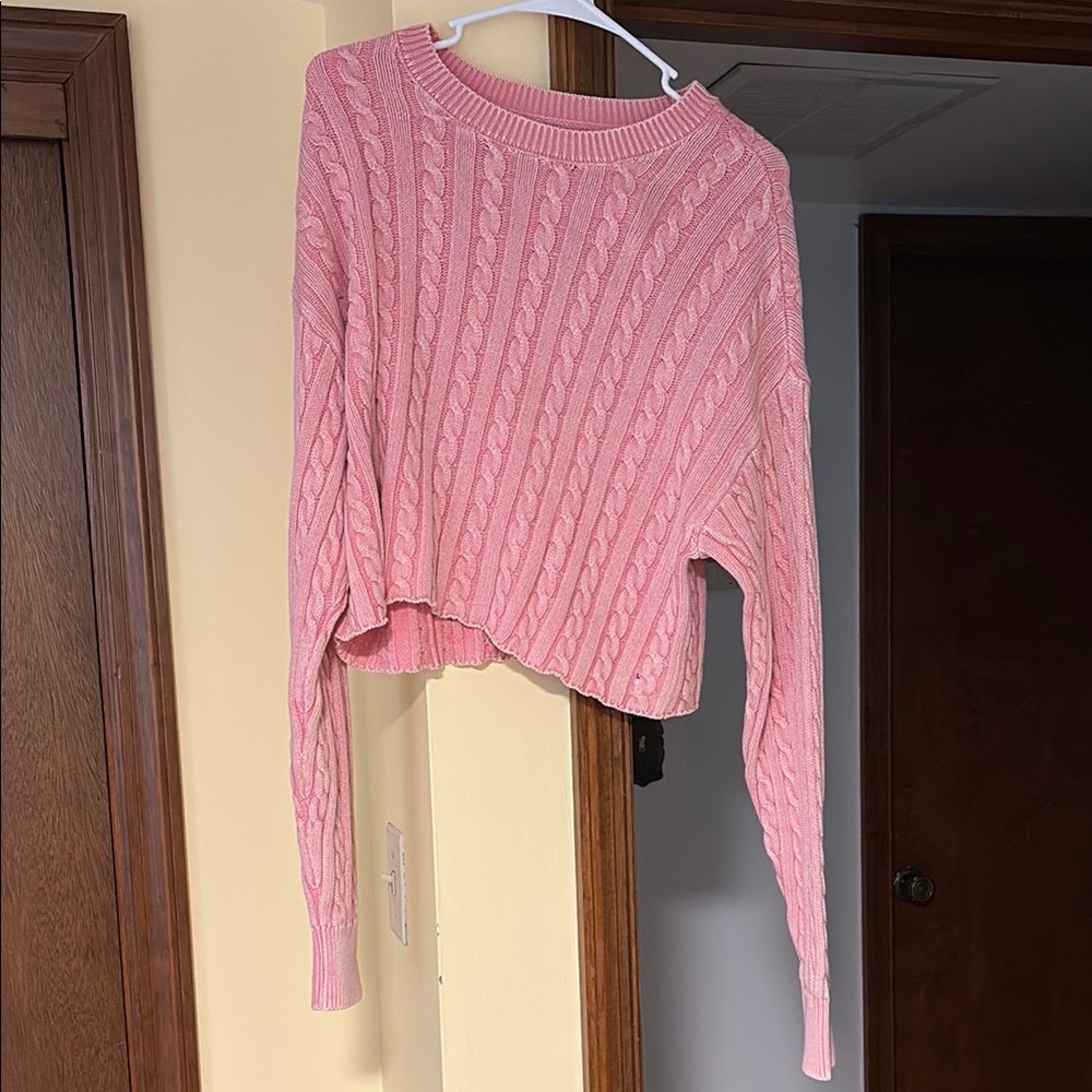 Pink Cable Knit Sweater